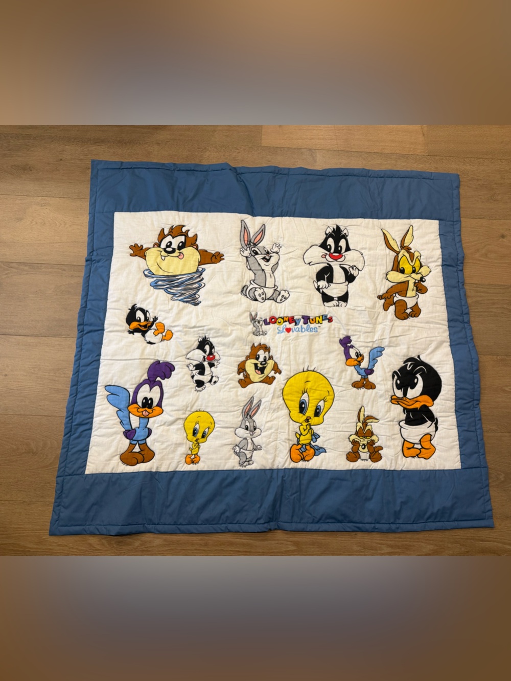 Vintage Baby Looney Tunes Tweety Comforter Quilt Blanket Blue Warner Bros